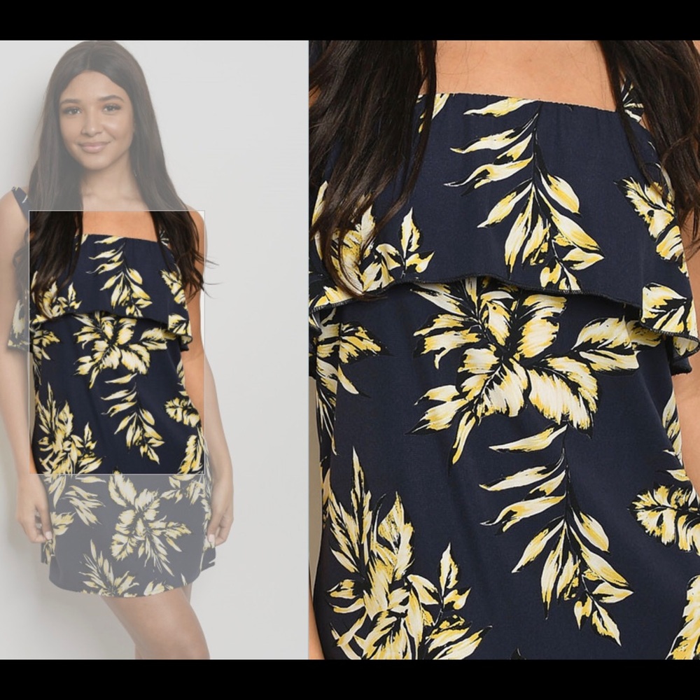 Navy Blue Floral dress - Picture 3 of 4